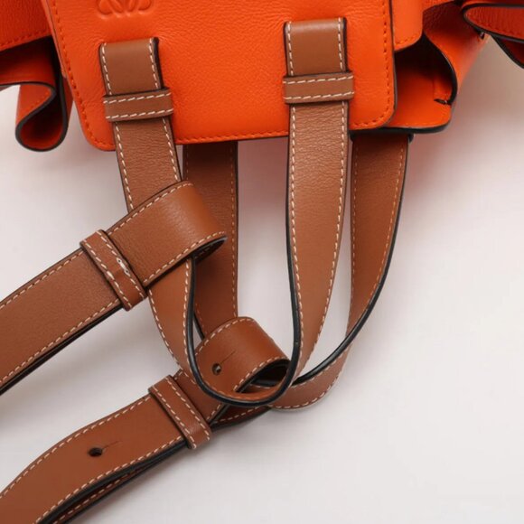 Loewe Hammock Drawstring Medium Straw Leather Shoulder Bag Brown x Orange - Picture 5 of 15